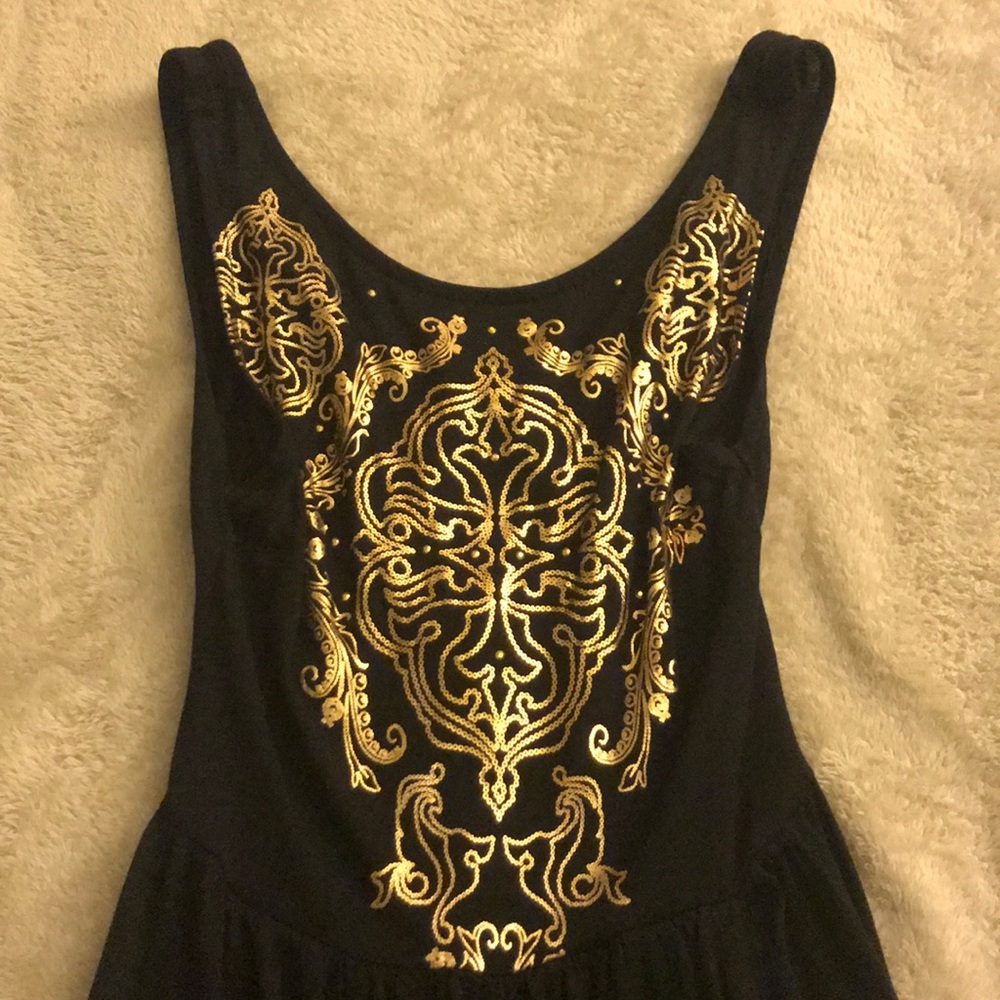 Black Maxi Dress w/ Open Front & Low Back